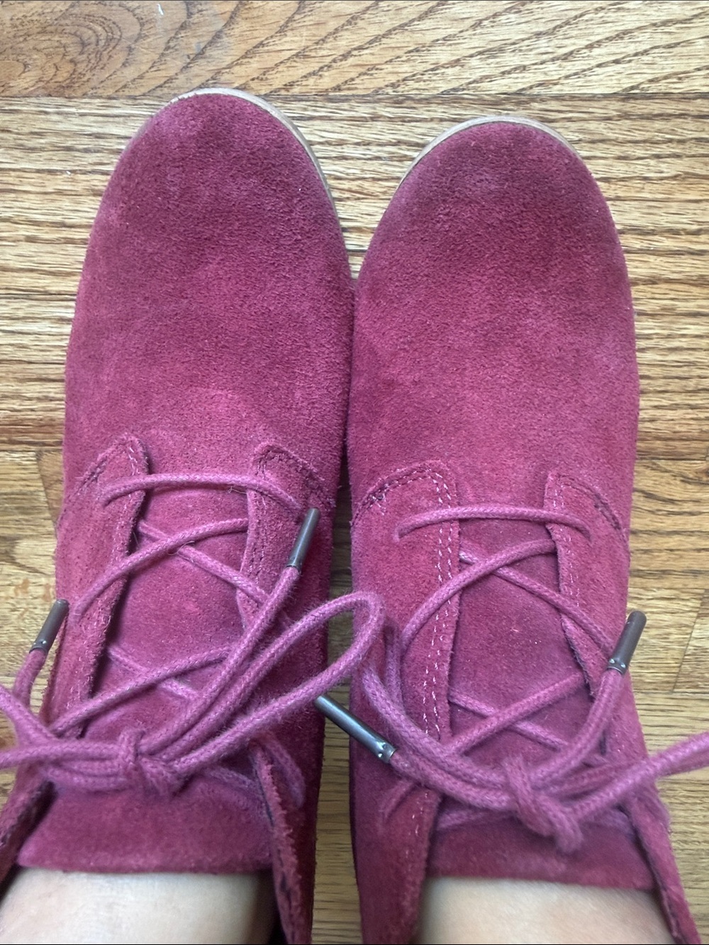 Toms Burgundy Suede Lace Ankle Boots